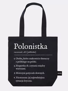 Polonistka / Torba Bawełniana / Czarna - Torby i wózki na zakupy - miniaturka - grafika 1