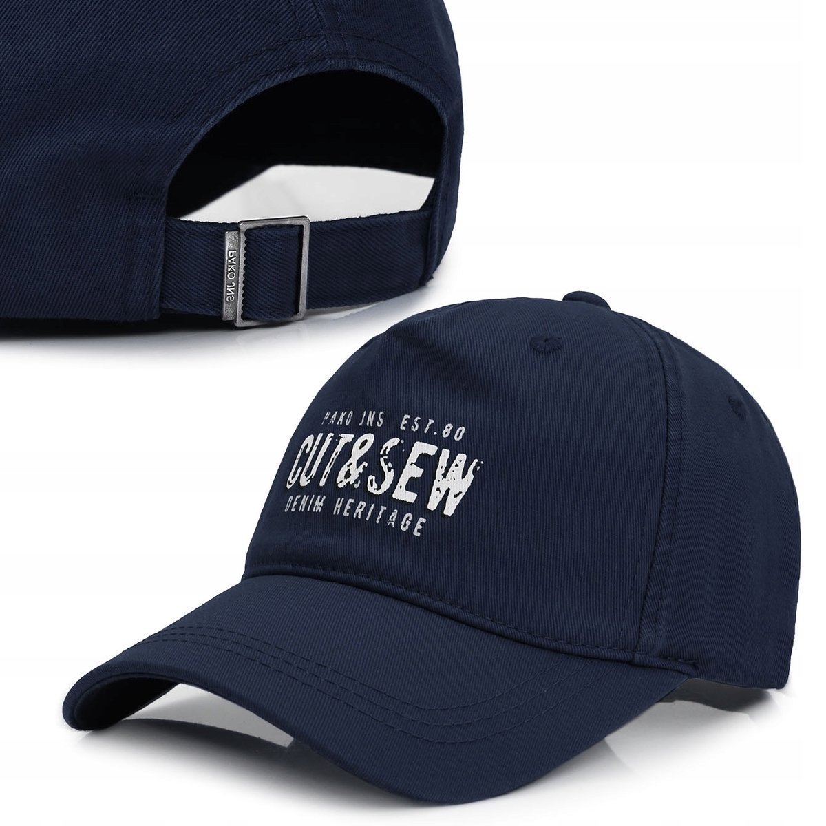 Czapka z daszkiem bejsbolówka CUT&SEW bawełniana GRANATOWA Pako Jeans