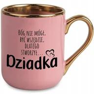 Kubki - Kubek Elegant Różowo-Złoty BÓG STWORZYŁ DZIADKA Na Prezent Wiele Wzorów - miniaturka - grafika 1