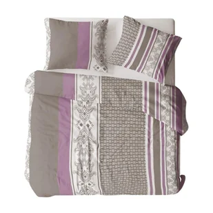 Pościel z kory 200x220 szara wielokolorowa paski ornamenty Bielawa KARO - Pościel - miniaturka - grafika 1