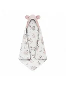 Śpiworki dla dzieci - Bonjour kocyk bambusowy do fotelika samochodowego 90/90 Romantyczny królik z minky sepia rose - miniaturka - grafika 1