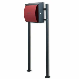 Skrzynka Wolnostojąca czerwona nowoczesna na stojaku otwierana POST - Skrzynki na listy - miniaturka - grafika 5