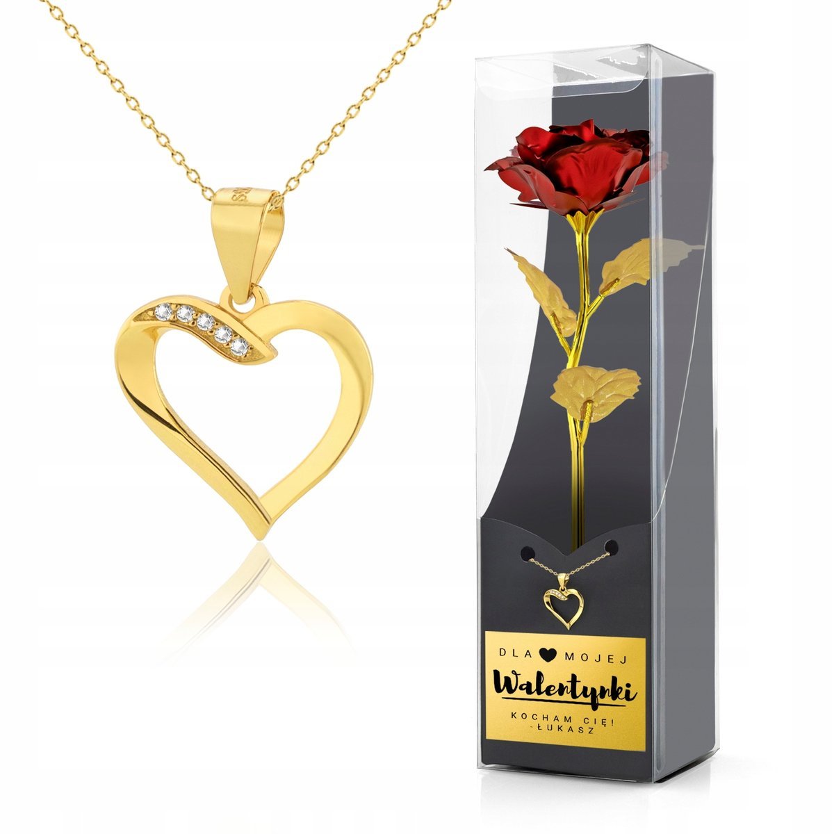 Naszyjnik Złote Serce Grawer Walentynki