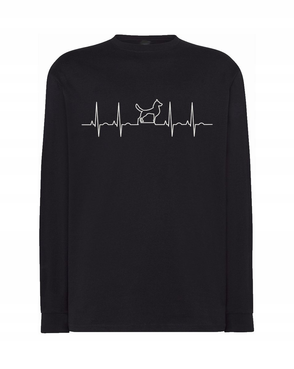 Longsleeve męski nadruk EKG bicie PIES r.XL