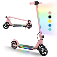 Hulajnogi elektryczne - SIMATE S5 Składana hulajnoga elektryczna dla dzieci 6,3-calowe przednie koło, 14 km/h, 130 W, maks. 70 kg, wyświetlacz LED, od 6 lat, różowa - miniaturka - grafika 1