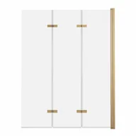 Parawany nawannowe - ADNaturalnie Parawan nawannowy trzyczęściowy składany SAJNO 100x150 cm szkło transparentne wykończenie ZŁOTE SZCZOTKOWANE z powłoką NANO SPW-003-100ZSZ - miniaturka - grafika 1