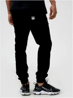 Spodnie męskie - Spodnie Materiałowe Jogger Jigga Crown Stitch Czarne / Białe XXL - miniaturka - grafika 1