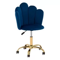 Krzesła - Krzesło obrotowe muszelka DC-907-S granatowy welur, złota noga - miniaturka - grafika 1