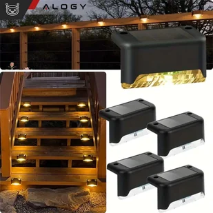 Lampa solarna ogrodowa LED na taras balkon schody balustradę z czujnikiem zmierzchu akumulator AAA czarna - Lampy ogrodowe - miniaturka - grafika 2
