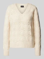 Swetry damskie - Sweter o kroju regular fit z dzianiny ze ściegiem falistym model ‘BIBBI’ - miniaturka - grafika 1