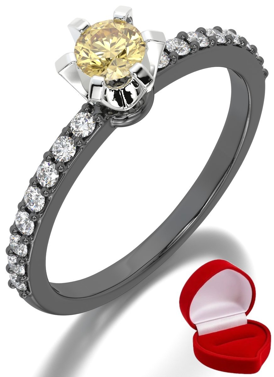 ZŁOTY PIERŚCIONEK ZARĘCZYNOWY 585 14k SZAFIR 0,19 ct CZARNE ZŁOTO R30