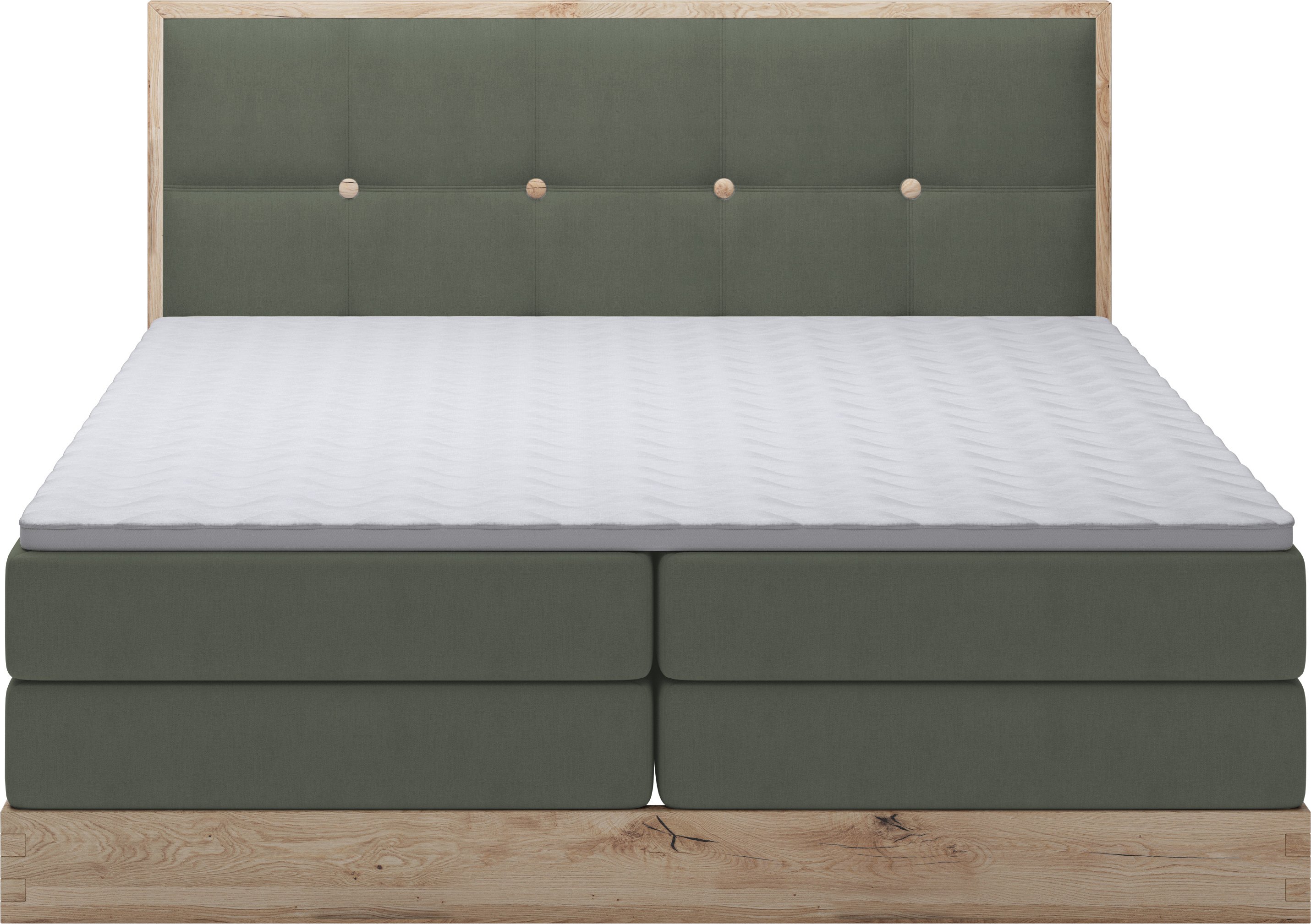 DomoHome Łóżko na sprężynach skrzyniowych Łóżko do sypialni Idealne do Twojej sypialni Luksusowe łóżko tapicerowane, rozmiar: 140x200x60cm, model: Elli, kolor: ciemnozielony
