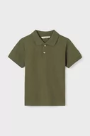 Koszulki dla chłopców - Mayoral polo bawełniane dziecięce kolor zielony gładki - miniaturka - grafika 1