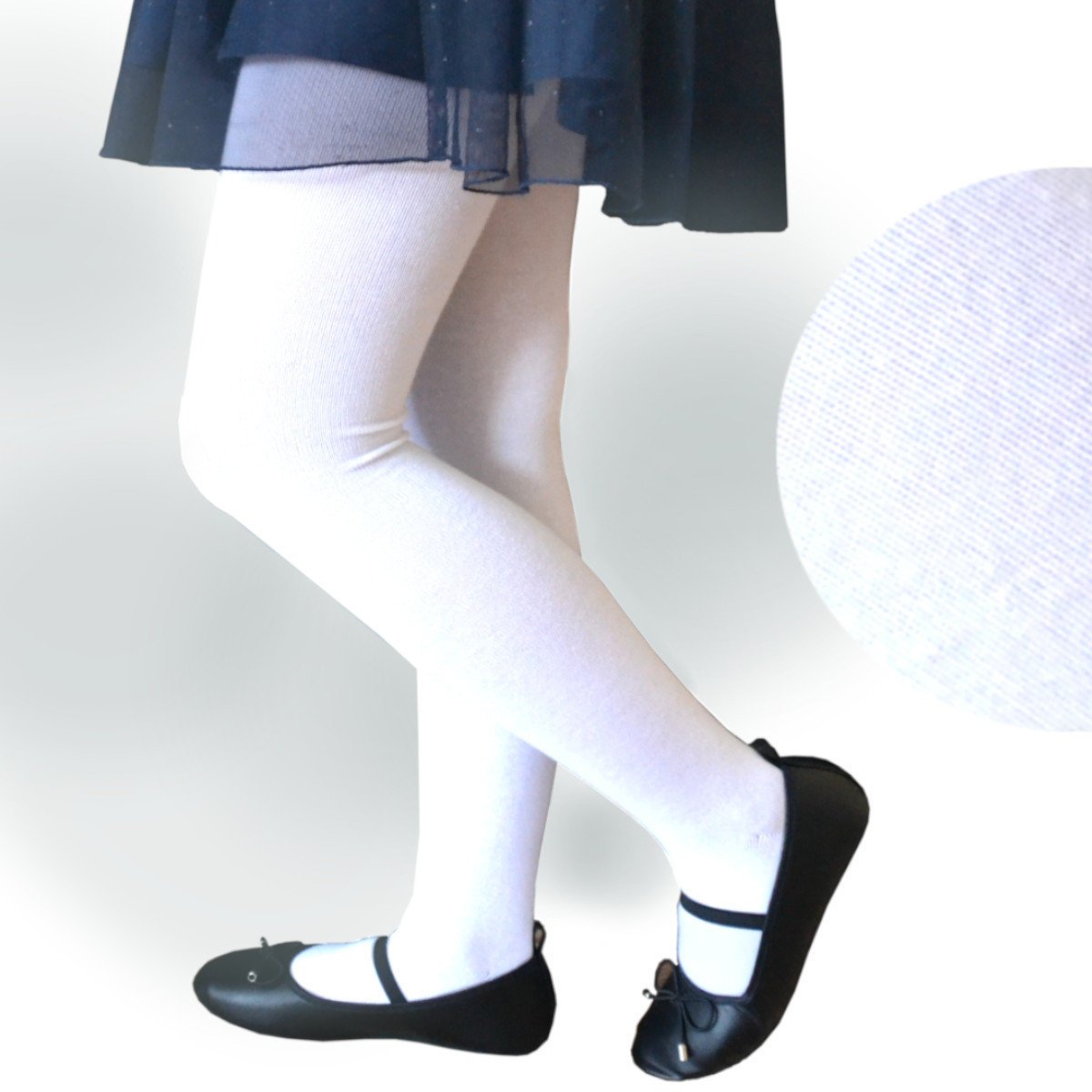 Rajstopy dziecięce bawełniane gładkie białe Noviti roz.128/134