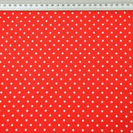 Pasmanteria - Tkanina bawełniana kropki 4mm białe na czerwonym tle - miniaturka - grafika 1