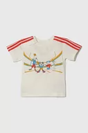 Koszulki dla dziewczynek - adidas t-shirt bawełniany dziecięcy x Disney kolor beżowy z nadrukiem - miniaturka - grafika 1