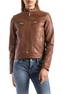 Kurtki damskie - Kurtka damska Blue Wellford Madeira skórzana brązowa -XL - miniaturka - grafika 1