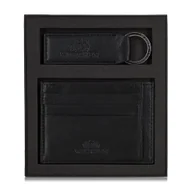 Biżuteria - akcesoria - Skórzany zestaw etui na karty kredytowe i brelok czarny - miniaturka - grafika 1