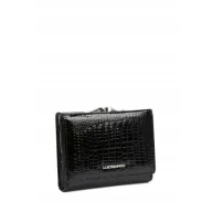 Portfele - Portfel Czarny Damski Skóra Naturalna LUIGISANTO RFID Lakierowany Zgrabny - miniaturka - grafika 1