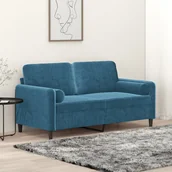 Sofy i kanapy - vidaXL 2-osobowa sofa z poduszkami, niebieska, 140 cm, aksamit - miniaturka - grafika 1