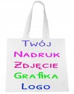 Torby i wózki na zakupy - Torba Bawełniana Biała WŁASNY NADRUK ZDJECIE LOGO - miniaturka - grafika 1
