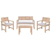 Meble ogrodowe - Zestaw ogrodowy ze stolikiem dla 4 osób FIAMES Certyfikowane drewno akacjowe Szary - miniaturka - grafika 1