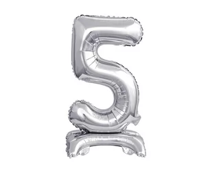 Godan Balon foliowy stojący cyfra 5 srebrna - 38 cm BC-ATS5 - Balony i akcesoria - miniaturka - grafika 1