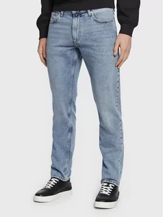 Spodnie męskie - Calvin Klein Jeans Jeansy J30J323096 Niebieski Straight Fit - grafika 1