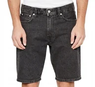 Spodenki męskie - CALVIN KLEIN CZARNE JEANSOWE SPODENKI PRZED KOLANO Z PASKIEM W33 I1C - miniaturka - grafika 1