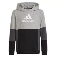 Bluzy sportowe damskie - Bluza adidas Colourblock Hoodie HN8563 - czarno-szara - Adidas - miniaturka - grafika 1