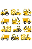 Naklejki na ścianę - Naklejka na ścianę dla dzieci Pojazdy budowlane - żółte - miniaturka - grafika 1