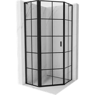 Kabiny prysznicowe - Mexen Mist L kabina prysznicowa pięciokątna uchylna lewa 80 x 80 cm, czarna kratka, czarna - 8A8L-080-080-70-77-L - miniaturka - grafika 1