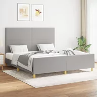 Łóżka - Lumarko Rama łóżka z zagłówkiem, jasnoszara, 180x200 cm, obita tkaniną - miniaturka - grafika 1