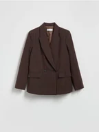 Marynarki i żakiety damskie - Reserved - Dwurzędowa marynarka - ciemnobrązowy - miniaturka - grafika 1