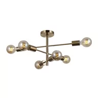 Lampy sufitowe - Industrialna lampa sufitowa Piansi PND-4025-6-HBR Italux molekuły mosiądz - miniaturka - grafika 1