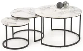Ławy i stoliki kawowe - Zestaw wsuwanych stolików kawowych biały marmur H8-F75 - miniaturka - grafika 1
