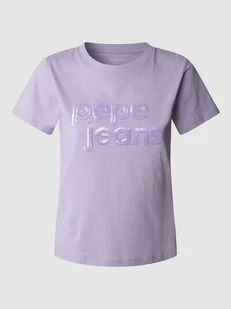 Pepe Jeans Koszulka "Aria" w kolorze lawendowym - Koszulki i topy damskie - miniaturka - grafika 1