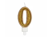 Urodziny dla dorosłych - GAM Świeczka cyferka ze złotą obwódką i złotym brokatem - 0 - 1 szt. EKSUZB-0 - miniaturka - grafika 1