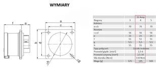 WT324 wtyczka tablicowa IP44 32A 4P - Kostki, złączki, wtyczki - miniaturka - grafika 3
