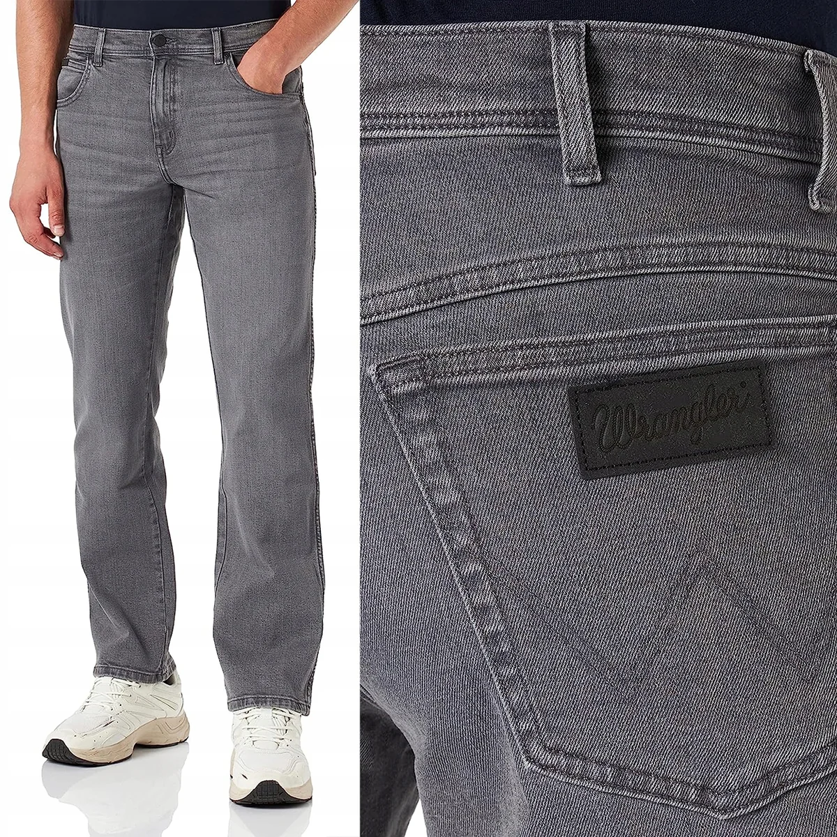 Wrangler Texas Revelation klasyczne szare proste spodnie jeansowe W34 L36