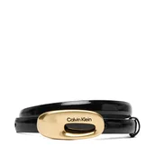 Paski - Pasek Damski Calvin Klein Oval Buckle Shiny Strap 15Mm LV04F7064G Czarny - miniaturka - grafika 1
