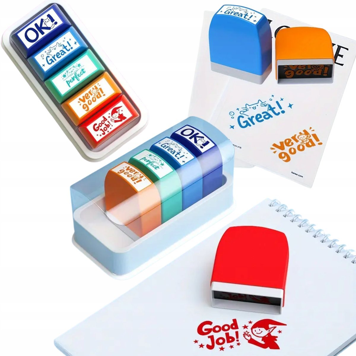 Pieczątki dla Nauczycieli Rodziców Stemple Motywujące Oceny 5 Szt