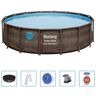 vidaXL Bestway Basen Power Steel z zestawem akcesoriów, 488 x 122 cm - Baseny ogrodowe - miniaturka - grafika 1