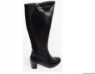 Kozaki damskie - BnW Kozaki ze skóry łydka 40-46 cm słupek 6 cm - miniaturka - grafika 1