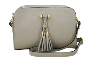 Listonoszka skórzana z kieszeniami - Beżowa jasna - Torebki damskie Listonoszka skórzana z kieszeniami - Beżowa jasna - Torebki damskie - miniaturka - grafika 1