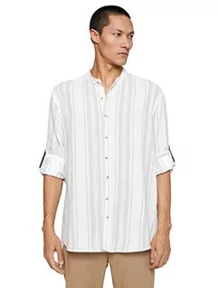 Paski - Koton Męski Basic Mandarin Collar Long Sleeve Buttoned Shirt, Beżowy pasek (23N), S - grafika 1