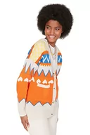 Swetry damskie - Trendyol Damski kardigan oversize basic z dekoltem w serek, pomarańczowy, L - miniaturka - grafika 1