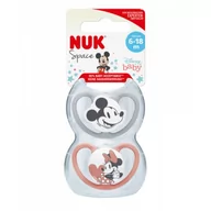 Smoczki uspokajające - Disney NUK Space Myszka Miki smoczek silikonowy uspokajający 6-18m 2 sztuki [176286B] 1149938 - miniaturka - grafika 1