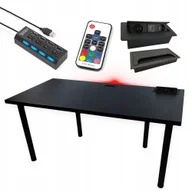 Biurka gamingowe - Biurko Gamingowe Czarne Led Gniazdo Usb - miniaturka - grafika 1