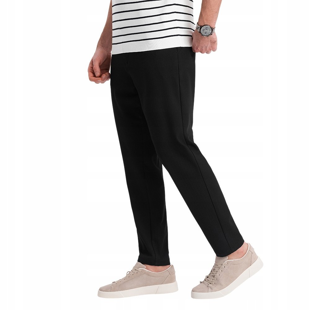 Męskie spodnie chino z gumką w pasie czarne V3 OM-PACP-0158 XL